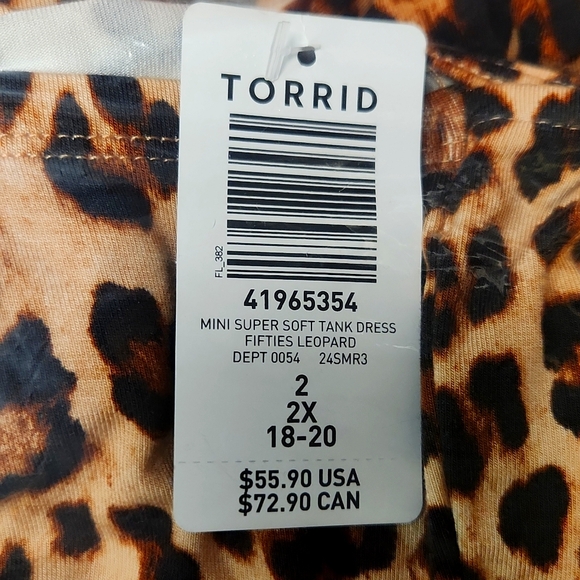 ❤NWT VINTAGE TORRID MINI TANK DRESS - LEOPARD ANIMAL PRINT - SUPER SOFT SIZE 2X - Picture 7 of 11